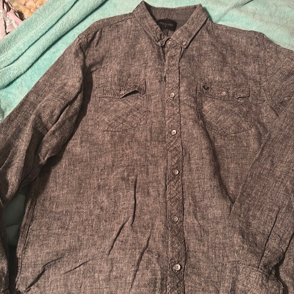 Gray true religion long sleeved button down 2xl